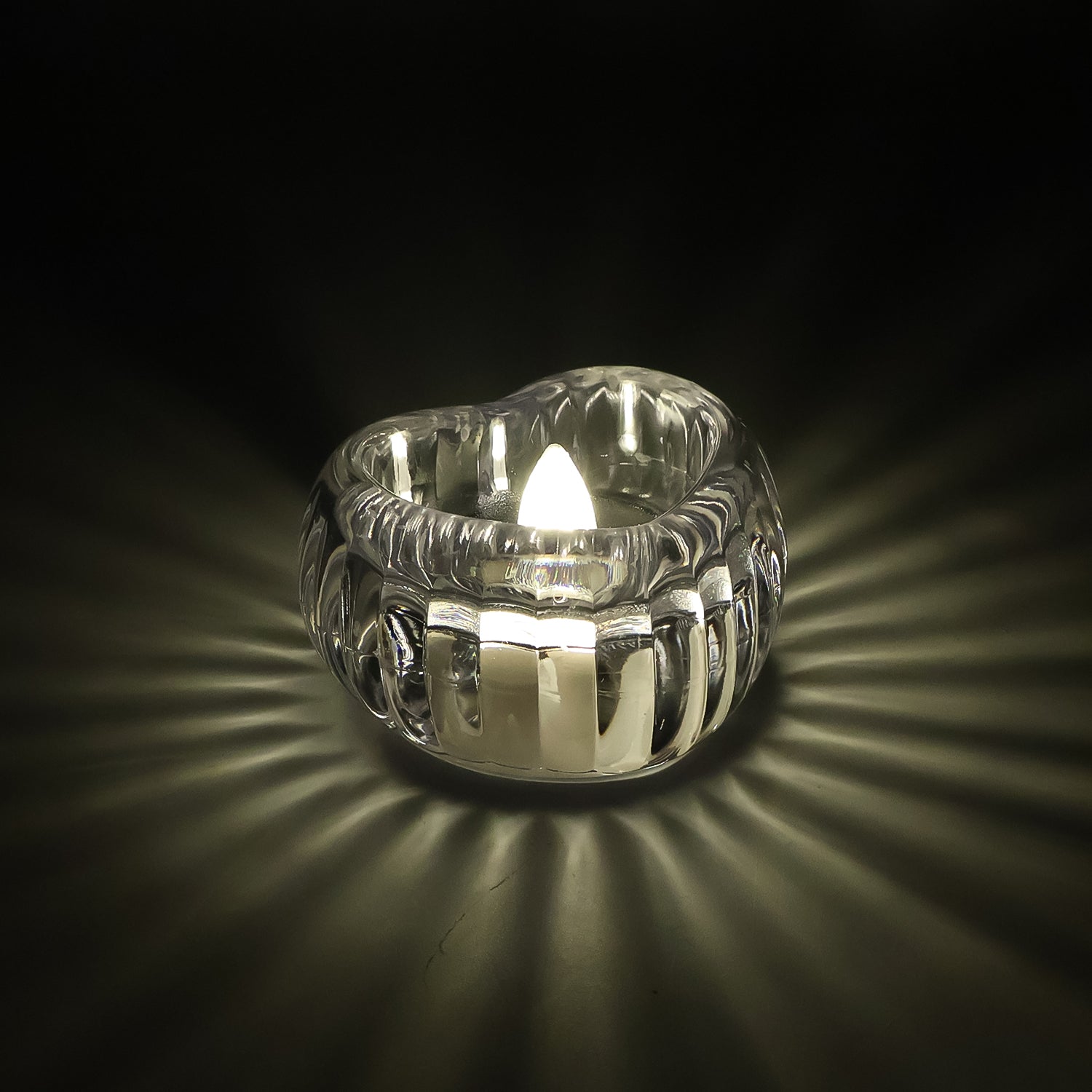 Set of six Wukusy LED crystal tealight candles for flameless home decor, featuring sparkling crystal designs and warm ambient glow.