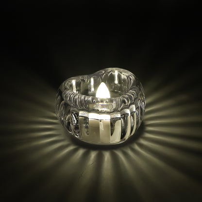 Set of six Wukusy LED crystal tealight candles for flameless home decor, featuring sparkling crystal designs and warm ambient glow.