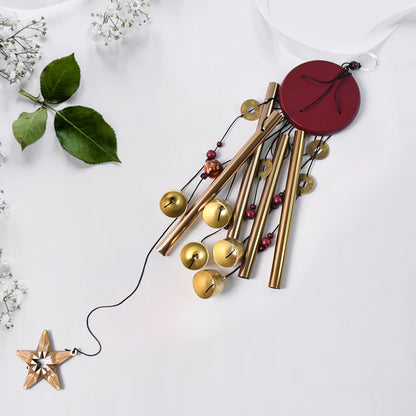 Wukusy outdoor hanging dragonfly wind chime with metal tubes and decorative dragonfly design, suitable for garden or patio decor.