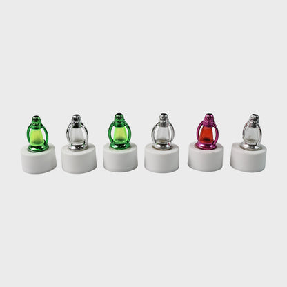 Set of six decorative LED lantern candles by Wukusy, ideal for home decor with soft glowing light.