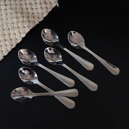 Six-piece Wukusy Supermom Diamond stainless steel dining spoons set for home and kitchen use, with a sleek modern design.