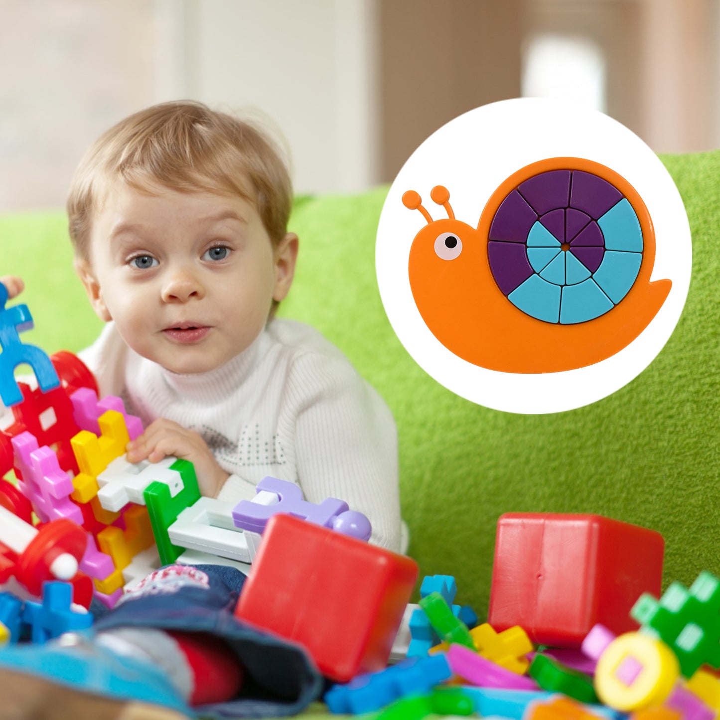 Wukusy snail-shaped puzzle toy for kids, colorful mini travel game developing motor skills and reasoning in children aged 3-6.
