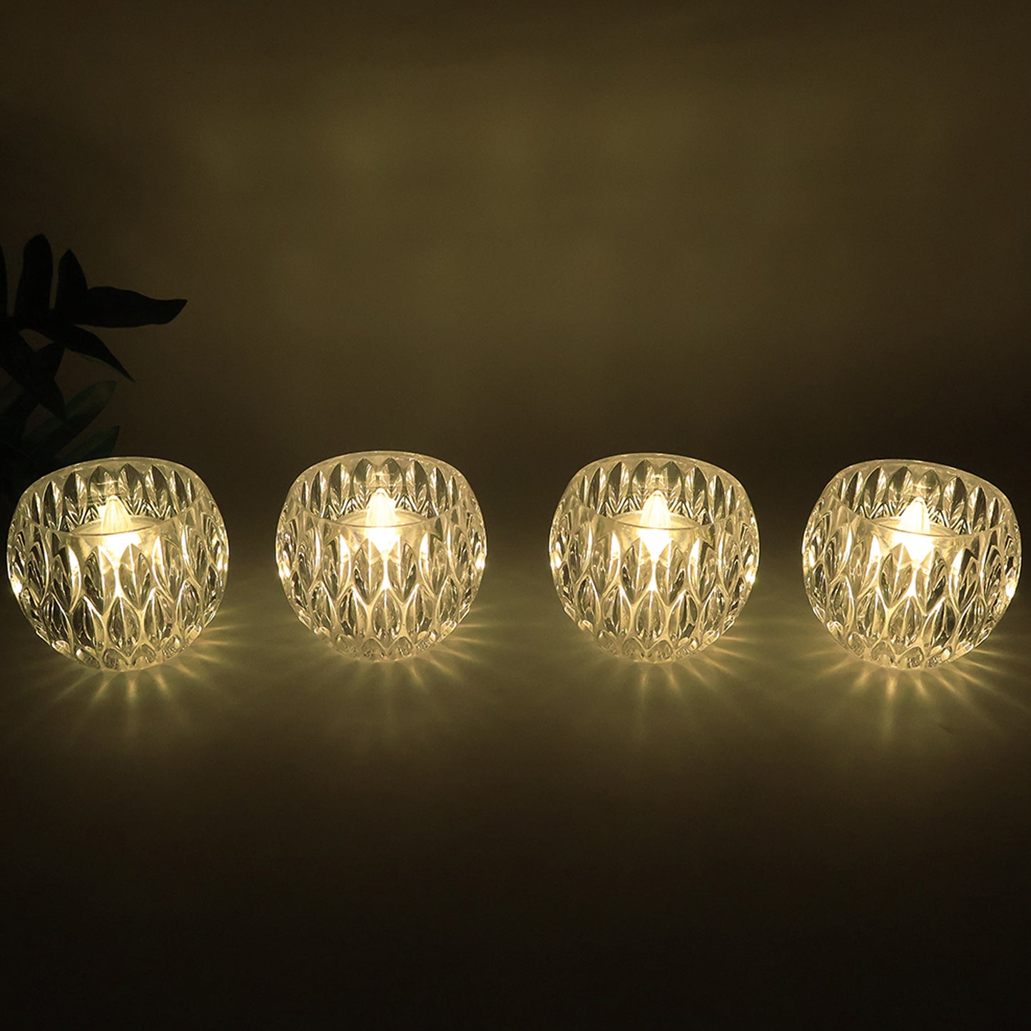 Set of 12 Wukusy crystal-style LED decorative candle lamps for home decor, featuring elegant glass-like design and warm LED lighting.