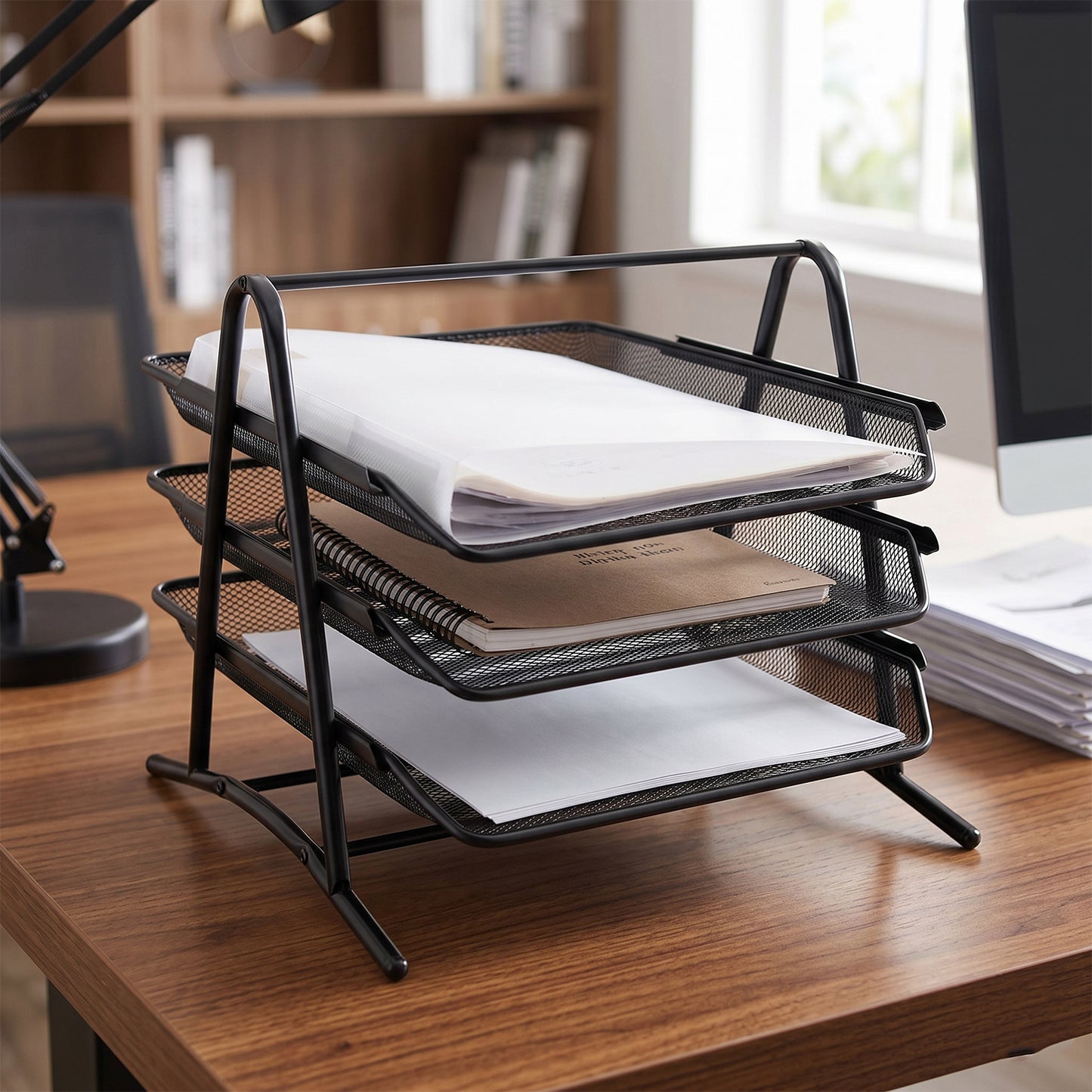 Heavy duty metal 3-tier multi rack stand by Wukusy, durable organizer rack with sturdy shelves for storage and organization.