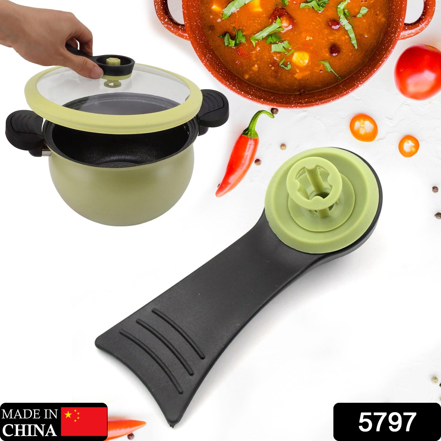 Wukusy 7938 pressure cooker valve handle with plastic grip, kitchen tool component for safe pressure release.