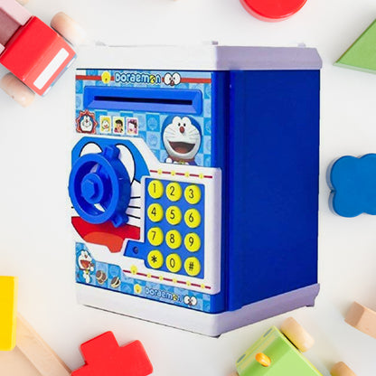 Wukusy 4508 Money Safe ATM piggy bank for kids with electronic lock, cartoon pig design, ideal for saving and home improvement.