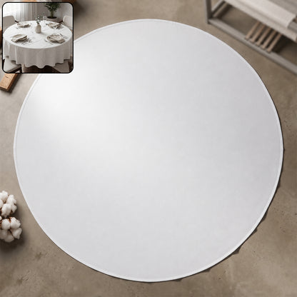 Wukusy round dining table mat, 150x150 cm, made of durable fabric, designed to protect and enhance your dining table.