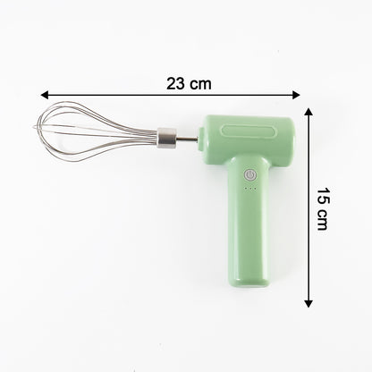 Wukusy cordless electric whisk and egg beater with ergonomic handle, ideal for mixing and whipping in the kitchen.