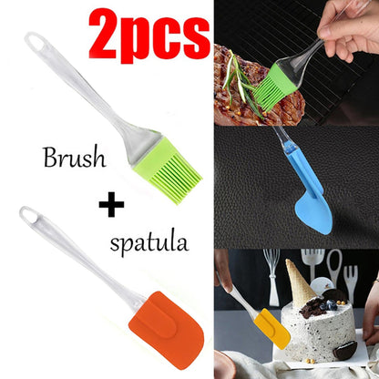 Wukusy 2-in-1 pastry and cake spatula set with large brushes for baking, mixing, decorating, and grilling in kitchen cooking tools
