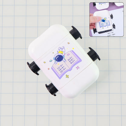 Kids educational automatic math problem rolling stamp by Wukusy showing colorful math problems on a white background.
