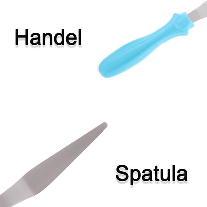 Wukusy 2805 stainless steel multi-function cake decorating spatula set with flat, angular, and triangle palette knives for baking.
