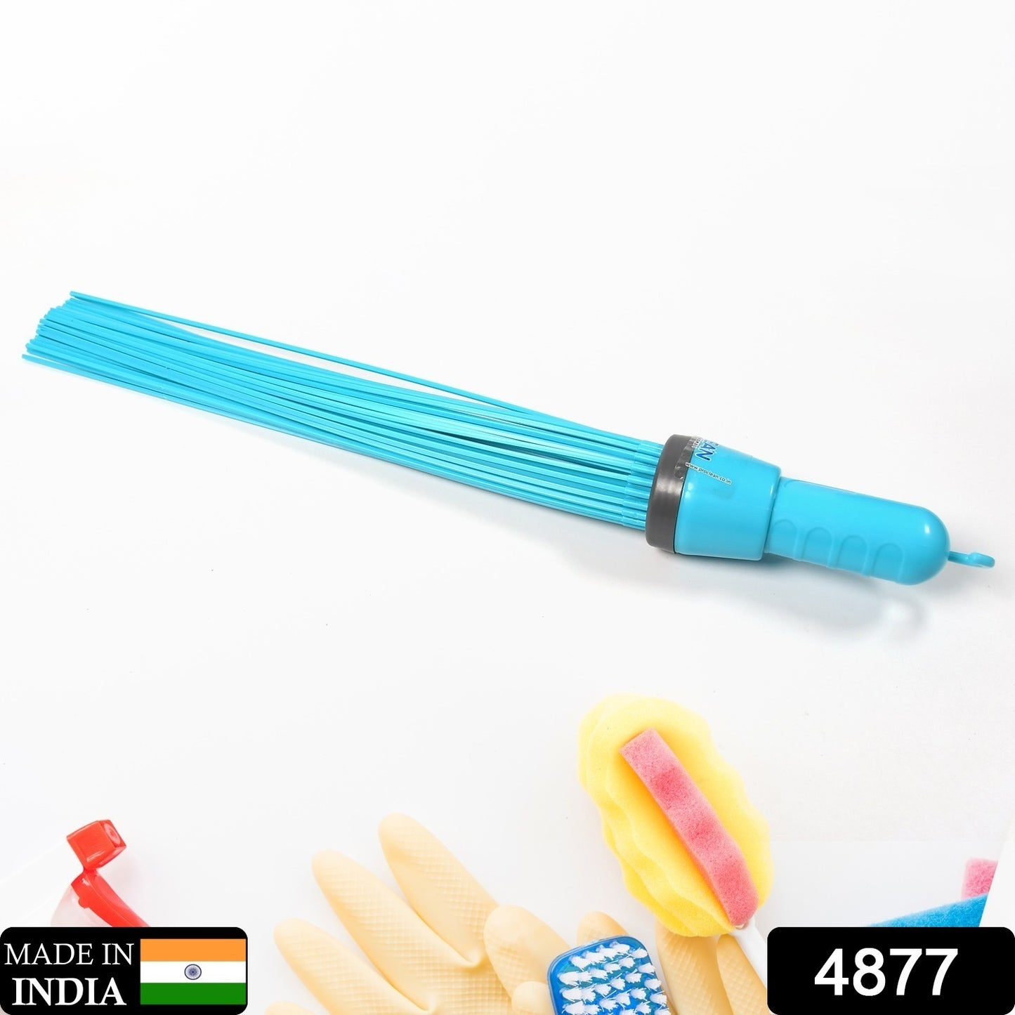 Wukusy heavy-duty Kharata plastic broom with 44 hard bristles for wet and dry floor cleaning, ideal for home improvement tasks.