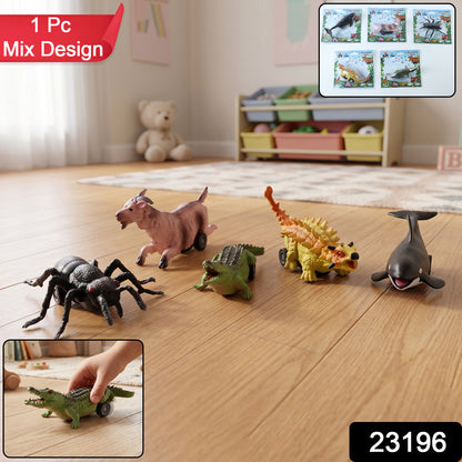 Kids Animal Pull Back Toy by Wukusy, featuring a colorful animal design and compact size, ready for fun and play.