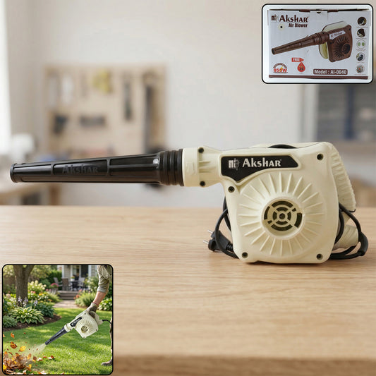 Wukusy Akshar Electric Air Blower Ai0040 with 850W power, shown with its compact black and yellow design and control nozzle.