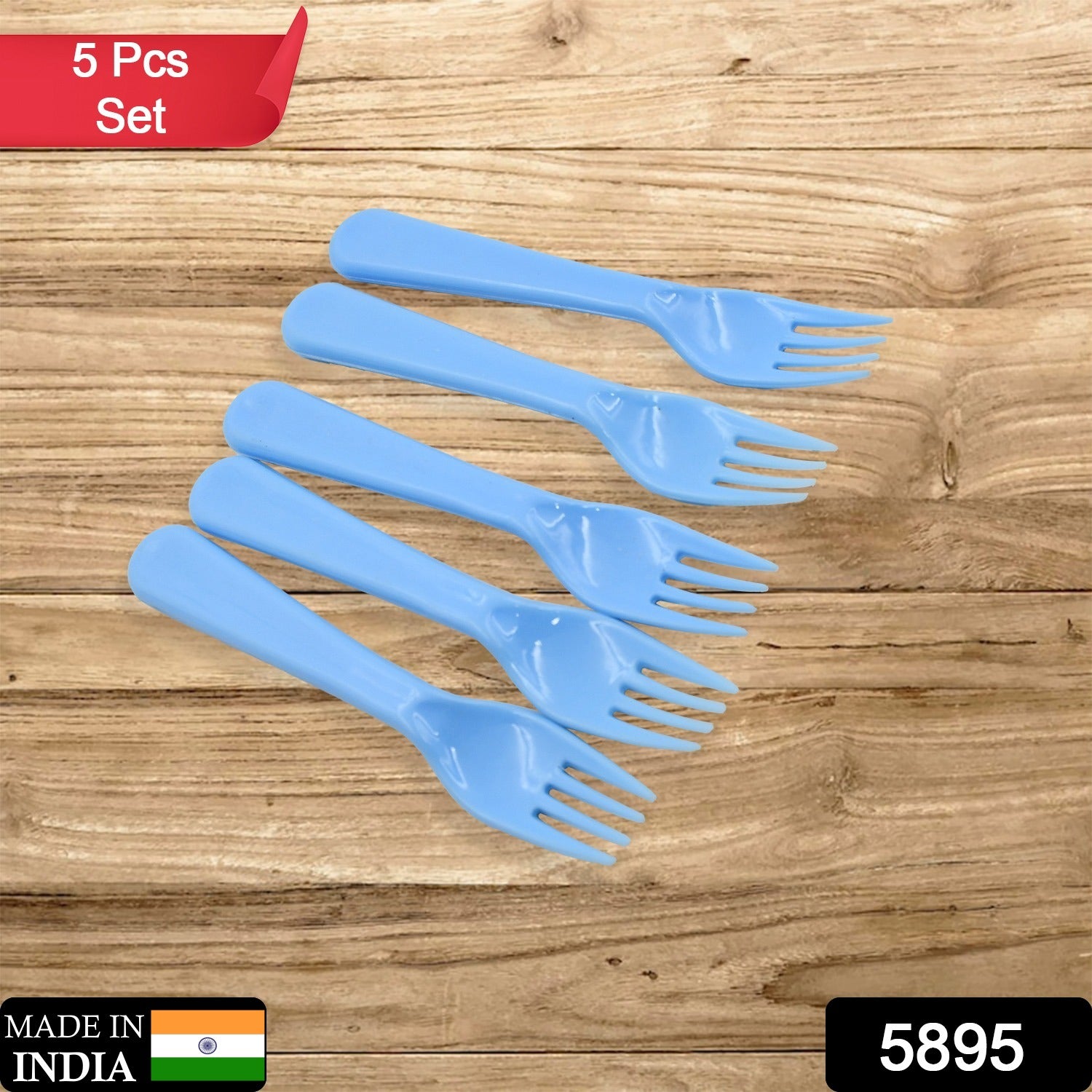 Set of 5 reusable heavy-duty plastic forks by Wukusy, ideal for home, travel, and party kitchen use.