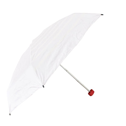 Wukusy 3-fold solid rain and sun protective foldable umbrella opened, showing navy blue canopy and compact design for home improvement.