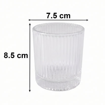 Six Wukusy premium crystal glass tumblers, 250 ml each, showcasing clear, elegant design perfect for drinking and entertaining.