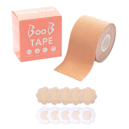 Wukusy Boob Tape with nipple covers, cotton wide thin breast lift tape for natural push-up and support, suitable for all breast types.