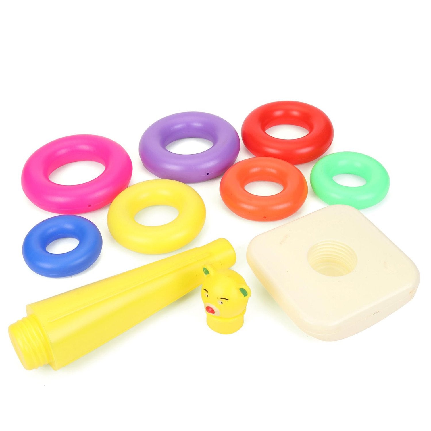 Wukusy 8016 plastic stacking ring toy set for kids featuring seven colorful jumbo rings for educational play