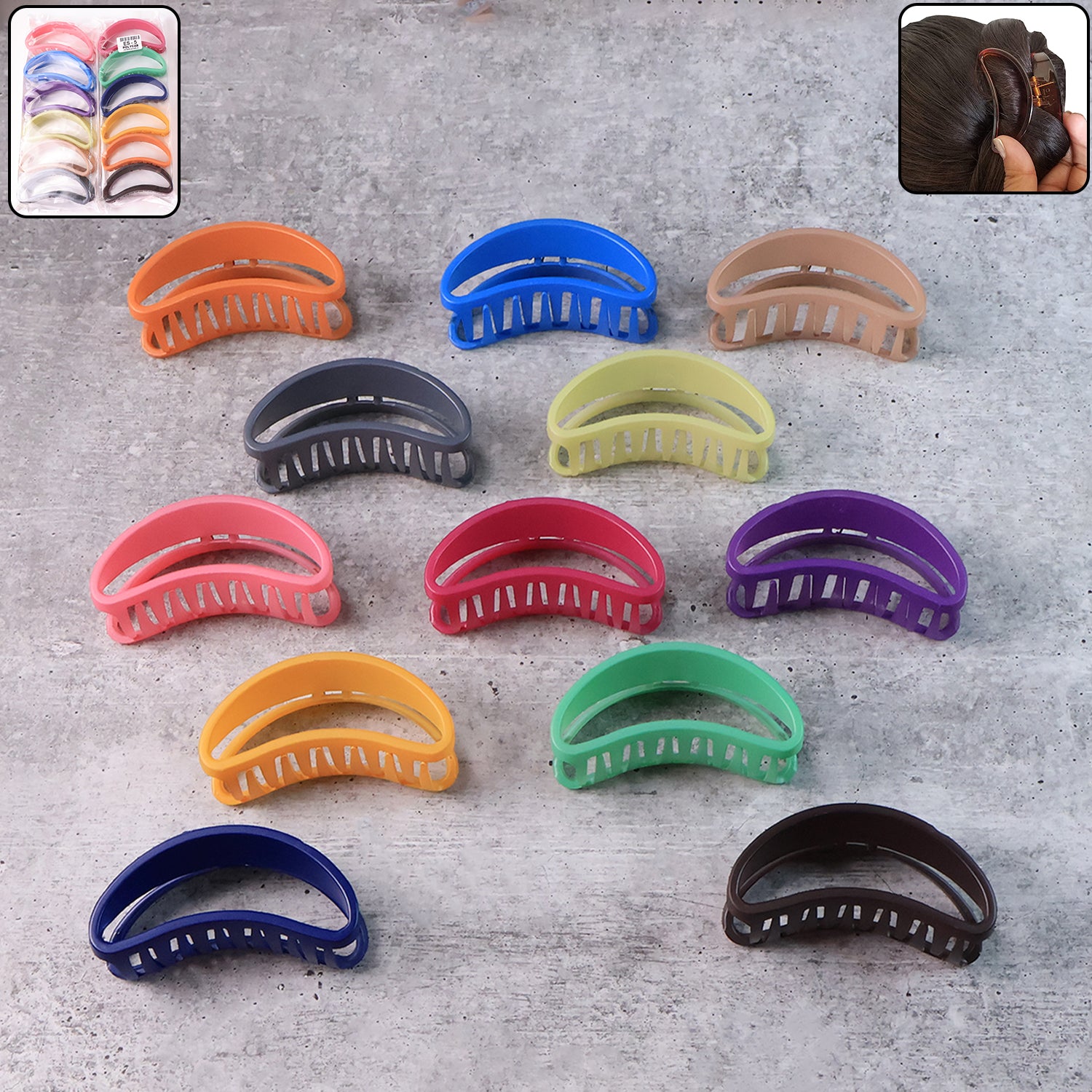 Set of 12 Wukusy matte plastic hair clamp grips, simple hair barrette clips for securing hair in health and beauty styling.