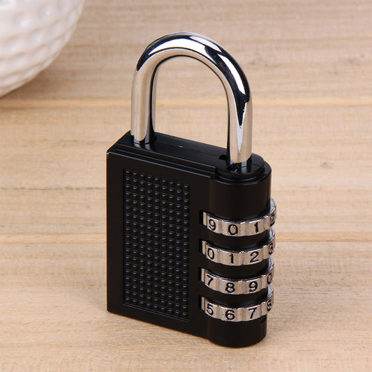 Wukusy 0218a security pad lock with a 4-digit combination, featuring a sturdy metal body and adjustable shackle.