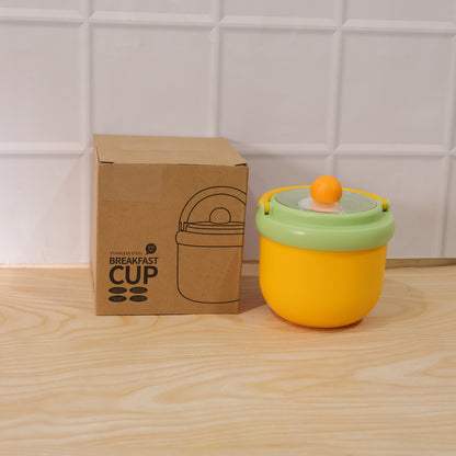 Wukusy luxury leak-proof stainless steel lunch box with 600ml capacity and spoon, featuring a sleek, cute design for meal portability.