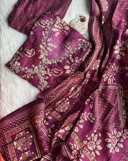 Maroon hotseller salwar suit with intricate embroidery and matching dupatta, traditional Indian wear by Drpshippr.