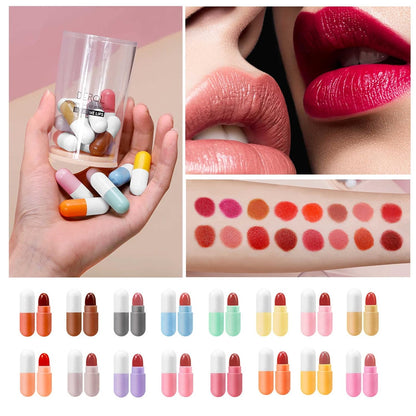 Drpshippr matte lipstick set with mini capsule velvet matte lipsticks in various shades, perfect for beauty and personal care.