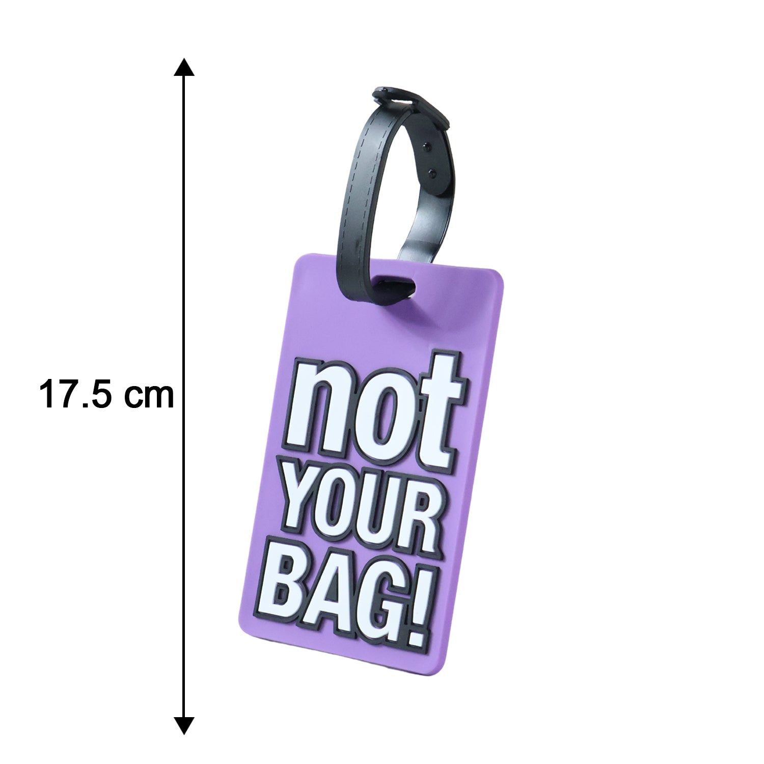 Wukusy travel luggage bag tag with bold "Not Your Bag" text, featuring a sturdy strap and colorful design for easy identification.