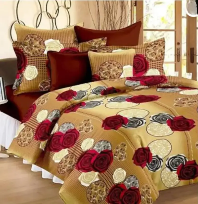 Ekom Galace cotton double king bedsheet with two pillow covers, soft white fabric, and elegant design for a cozy bedroom look.