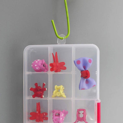 Clear plastic jewelry organizer box with 15 adjustable grid compartments for beads, jewelry, herbs, and small items by Wukusy.