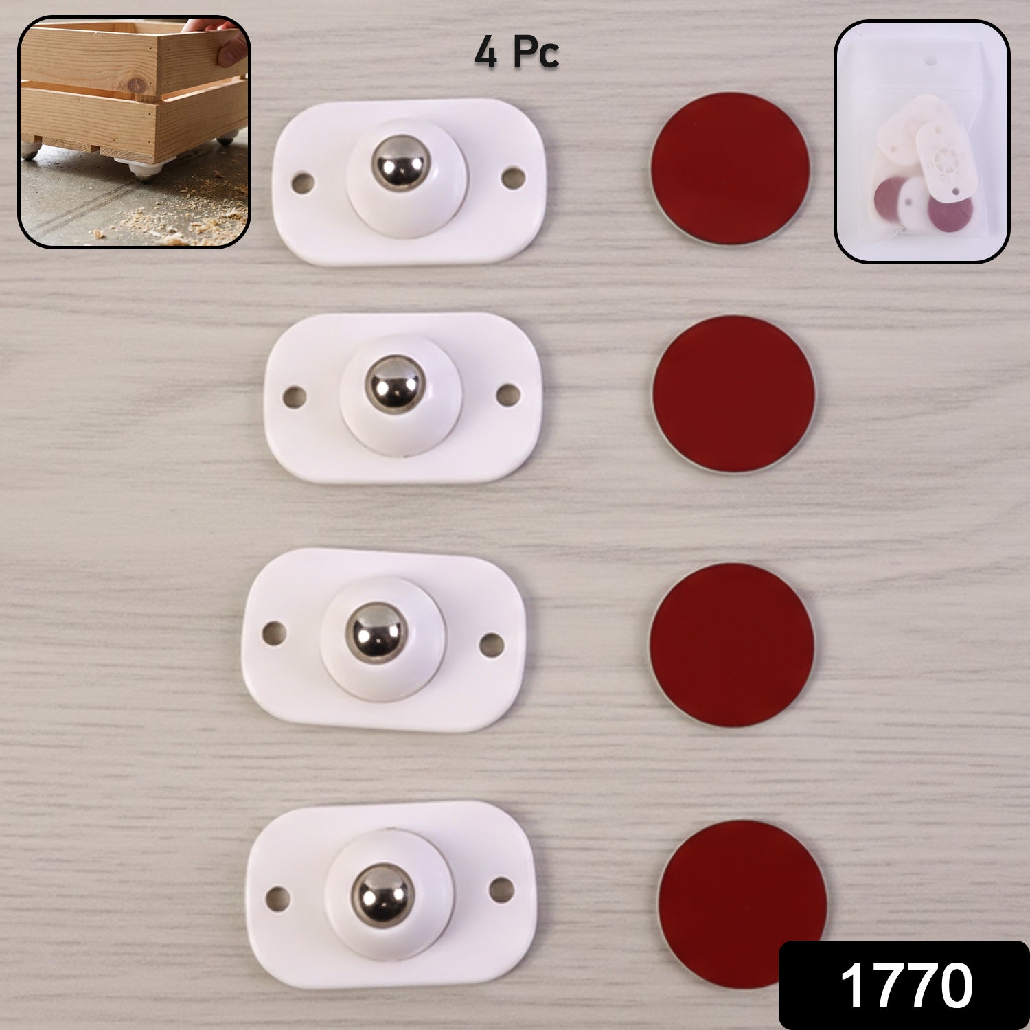 Set of four Wukusy heavy-duty furniture moving roller mini wheels for smooth, easy furniture relocation and repositioning.