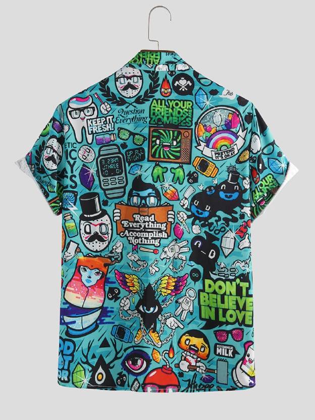 Men's boxy fit casual shirt with self-designed pattern from Drpshippr's men's collection, featuring a relaxed fit and stylish design.