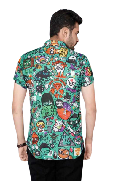 Men's boxy fit casual shirt with self-designed pattern from Drpshippr's men's collection, featuring a relaxed, stylish fit.