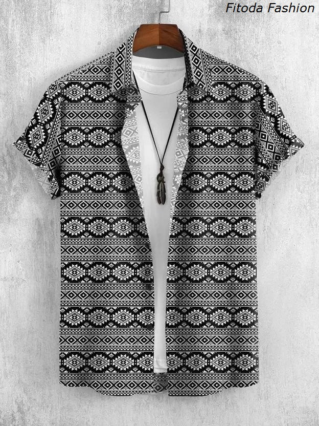 Men's Drpshippr comfort fit printed casual shirt with slim collar, featuring a stylish pattern and relaxed fit.