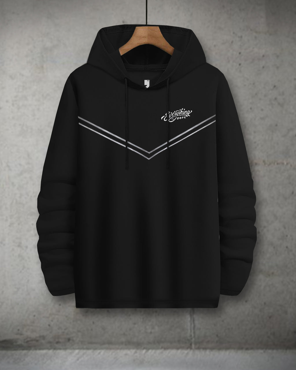 Men's black full sleeve hooded T-shirt from the Drpshippr Everything Dope Model collection, featuring a casual fit and hooded design.