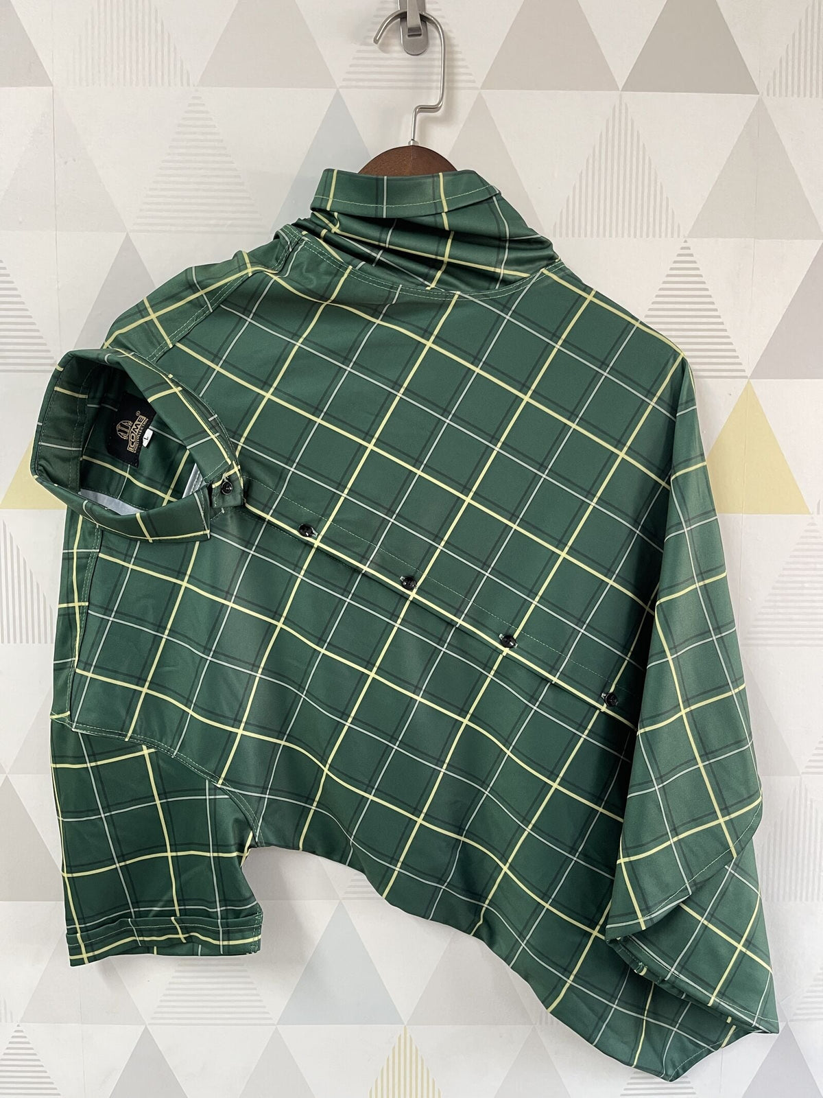 Men's regular fit checkered casual shirt with ribbed collar from Drpshippr, featuring a stylish checkered pattern and classic collar design.