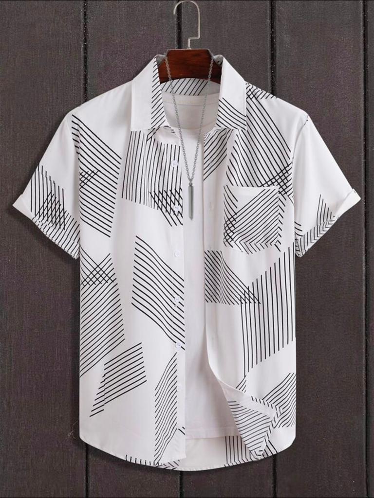 Men's regular fit printed casual shirt from Drpshippr, featuring a stylish design and button-down front.