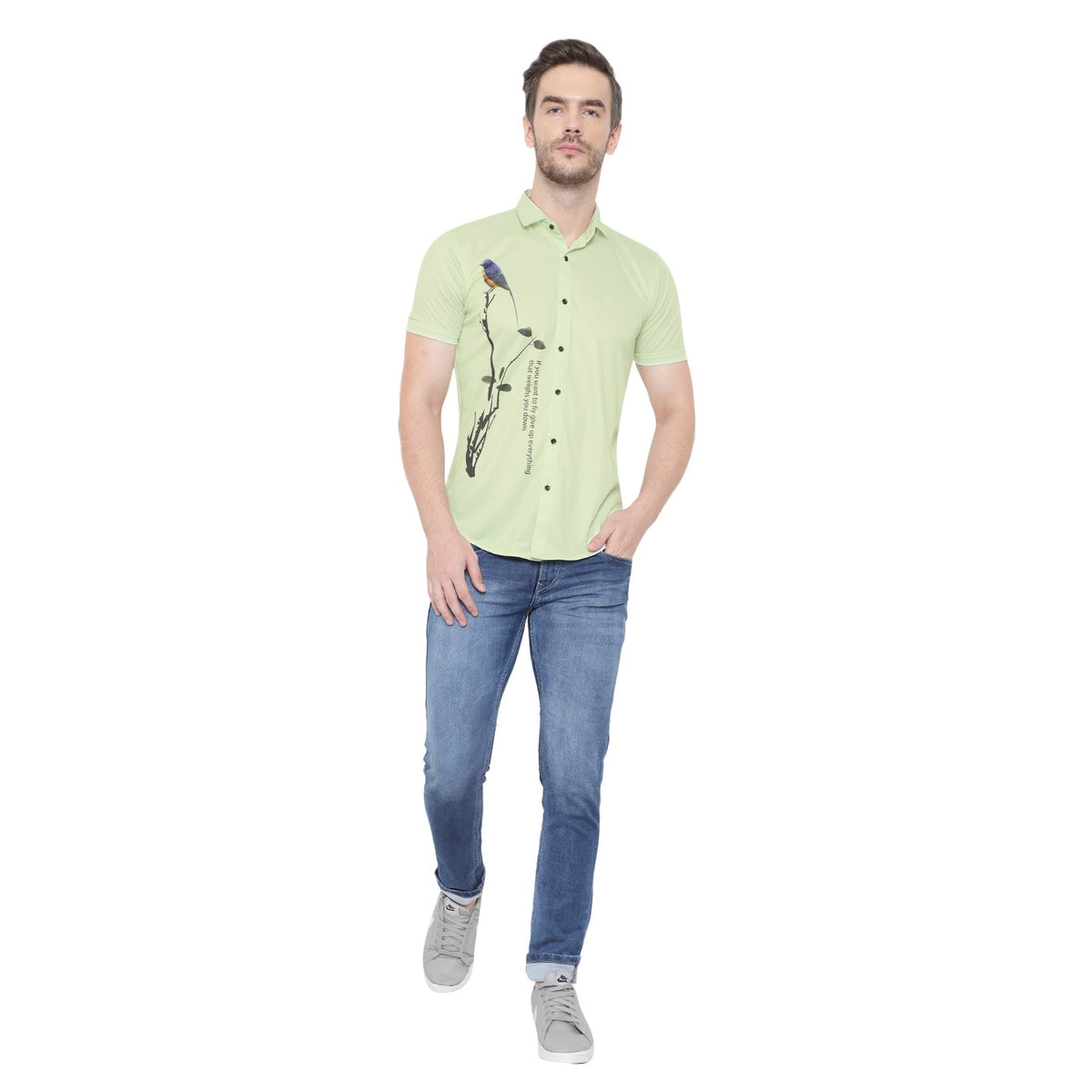 Men's casual printed shirt with a cut-away collar from Drpshippr's Men's Collection, regular fit and stylish design.