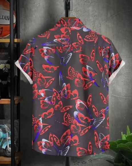 Men's regular fit printed casual shirt with a cut-away collar from Drpshippr's men's collection, featuring a stylish, modern design.