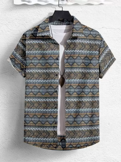Men's regular fit printed casual shirt with spread collar from Drpshippr, featuring a stylish pattern and comfortable fit.