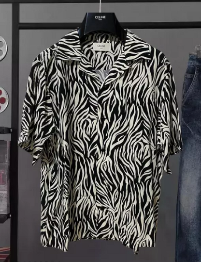 Men's regular fit printed casual shirt with spread collar from Drpshippr, featuring colorful patterns and comfortable fabric.
