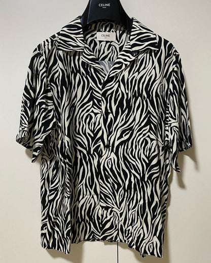 Men's casual printed spread collar shirt from Drpshippr, regular fit with stylish design, shown in a close-up view.