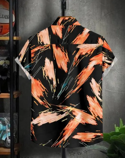 Men's regular fit printed casual shirt with spread collar from Drpshippr, featuring colorful patterns and comfortable fabric.