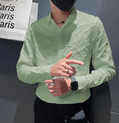 Men's regular fit solid casual shirt with spread collar from Drpshippr, displayed in a neutral pose, showcasing the front design.