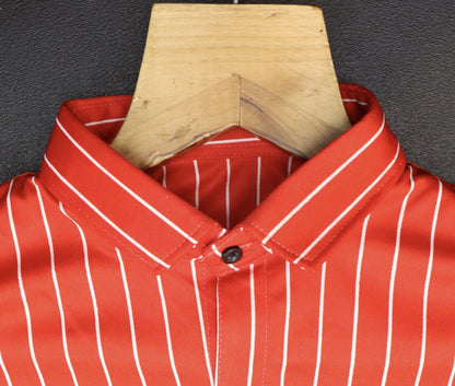 Men's regular fit striped casual shirt with button-down collar from Drpshippr, featuring a classic pattern and comfortable fit.