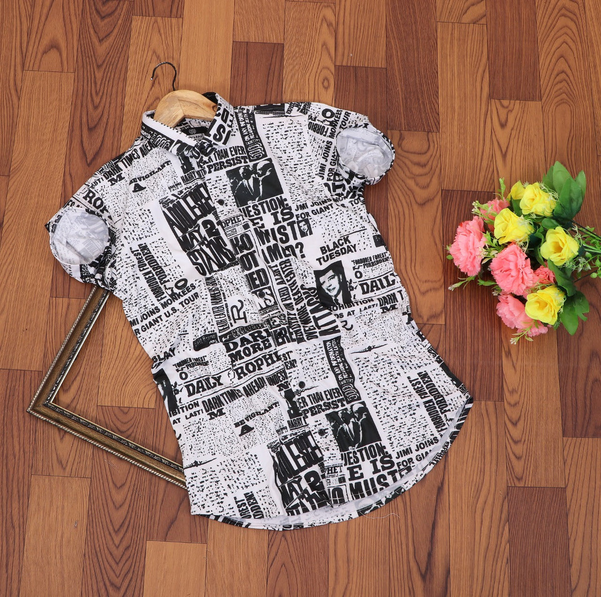 Men's slim fit printed casual shirt from Drpshippr, featuring a stylish pattern and tailored fit in the men's collection.