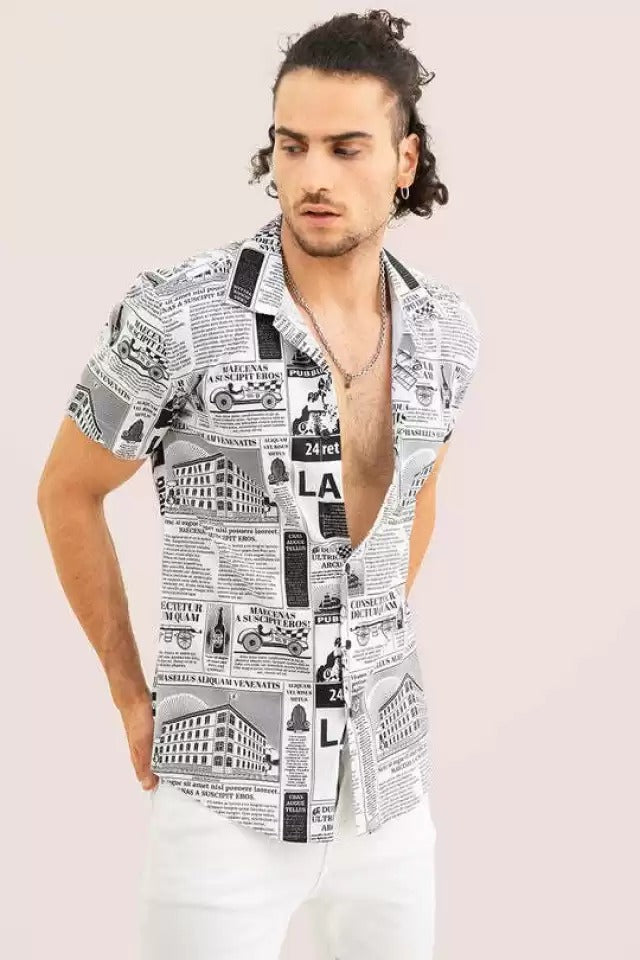 Men's slim fit printed casual shirt from Drpshippr, featuring a modern design and comfortable fit in this men's collection.