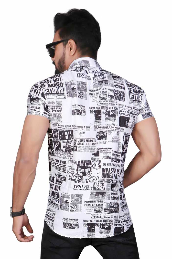Men's slim fit printed casual shirt from Drpshippr's men's collection, showcasing a stylish design and comfortable fit.