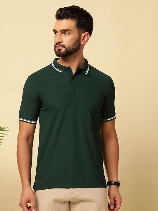 Men's solid cotton polo collar T-shirt from Drpshippr, featuring a classic fit and short sleeves, ideal for casual wear.